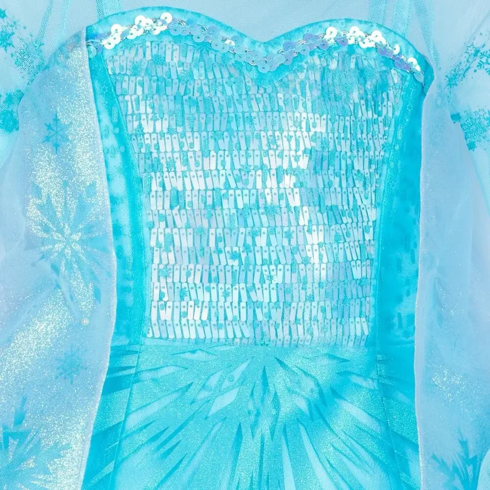 Disney Store Frozen Princess Elsa Costume Dress Girls Size 9/10 Gown Halloween